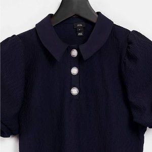 River Island puff sleeve polo top